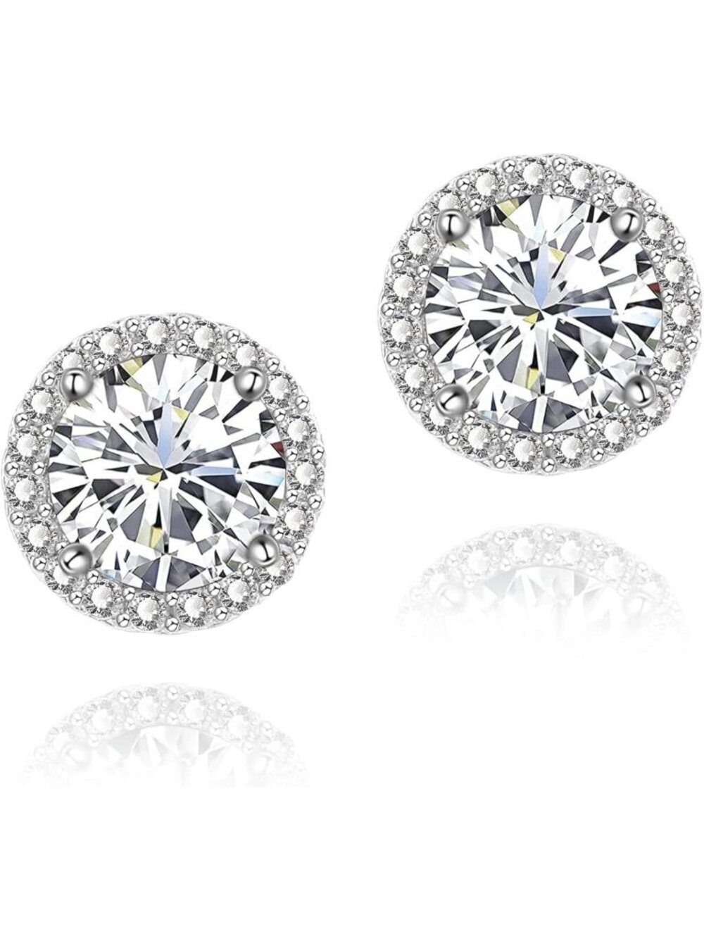Elegant Round Cubic Zirconia Stud Earrings for Women - Sparkling Jewelry Gift